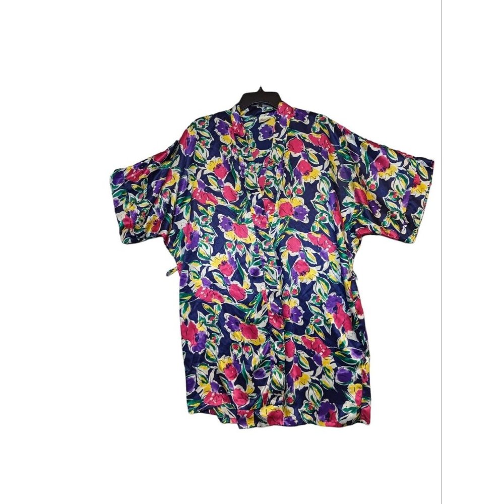 Maryann's Boutique Womens Medium Bathrobe Polyester Multi Floral Vintge
